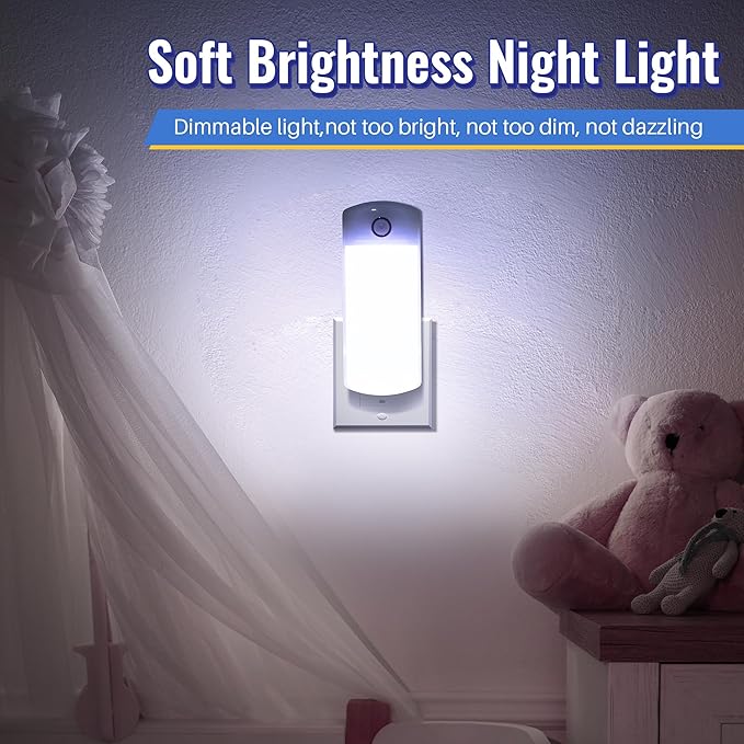2 Pack LED Power Failure Light, 4 in 1 Rechargeable Plug in Flashlights with Motion Detection, LED Emergency Lights for Home Power Failure Black Outs Hurricane Supplies