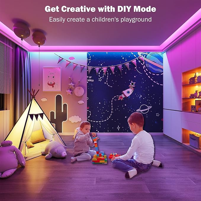 Leeleberd 32.8ft Led Strip Lights Smart App Music Sync Color Changing RGB Led Light Strips Bluetooth LED Strips with Remote Led Lights for Bedroom Home Decoration