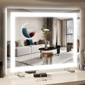 HNV 22"x20" Lighted Vanity Mirror – Large Makeup Mirror with 3-Color Dimmable LED Lights, 10X Magnification, Touch Control, Tabletop or Wall Mount Mirror for Bedroom & Dressing Room (White)