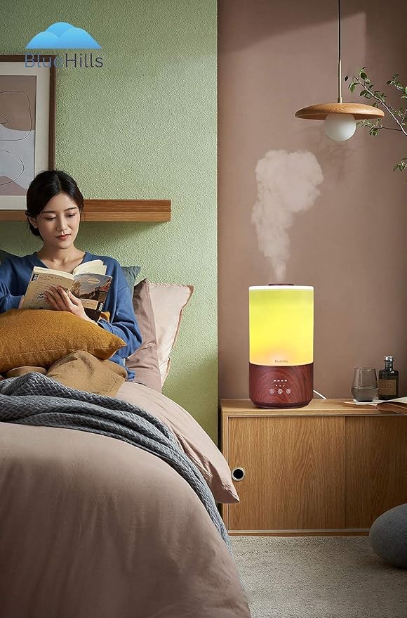 BlueHills Premium 4000 ML Set of 2 Gallon Large Essential Oils Diffusers for Big Rooms High Mist Output XL Capacity Adjustable Cool Mist Great Gift – Value 2 Pack Dark Wood Grain