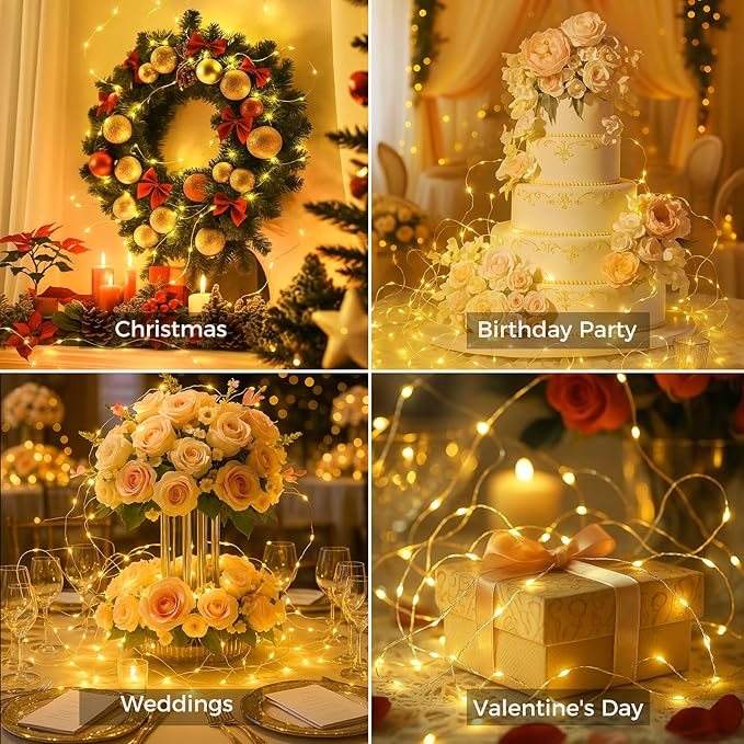 6 Pack Fairy Lights with Timer Battery Operated, 3 Modes 7ft Mini Twinkle Lights Waterproof, 20 LED Bulk String Light for Mason Jars Christmas Decoration Wedding Table Centerpieces,Warm White