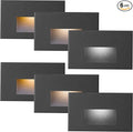 LED Step Lights Outdoor Stair Light Indoor,12V Low Voltage 3CCT Color Changing 3000K/4000K/5000K 4W 150LM, IP66 Waterproof, Horizontal Lights for Steps Black, 6-Pack