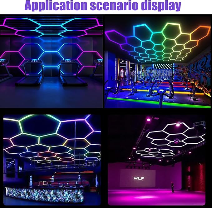 31Pack RGB Hexagon Lights,Music Sync 7Hex LED Hexagon Lights,RGB 358 Kinds of Changes Dimmable Speed-Adjustable DIY Color-Changing Lights Smart App & Remote Control,for Studio Gym Basement Decor