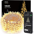Brizled Smart String Lights Warm White, 32.8ft 100 LED String Lights Work with Alexa & Google Home, Dimmable APP Fairy Light Music Sync Xmas Tree Light Clear Wire for Home Christmas Tree Party Decor