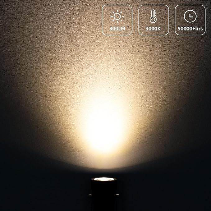 SUNVIE 2 Pack LED Spot Lights Indoor for Plants Uplights Lamp Accent Lighting Decor 120V Warm White Up Spotlight 5.9 FT Cord with Floor Foot Switch (Base and Stake Included)