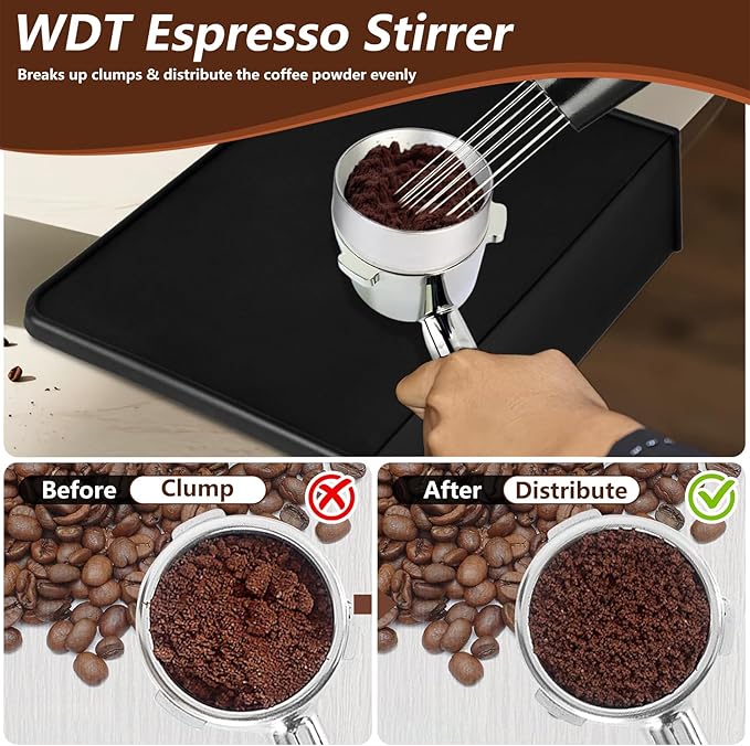 Espresso Accessories,6 PCS Espresso Machine Accessories Kit,Coffee Tamper Tools Set with Espresso Tamper,Coffee Tamping Mat,WDT Distribution Tool,Knock Box,Dosing Funnel and Puck Screen(54mm)