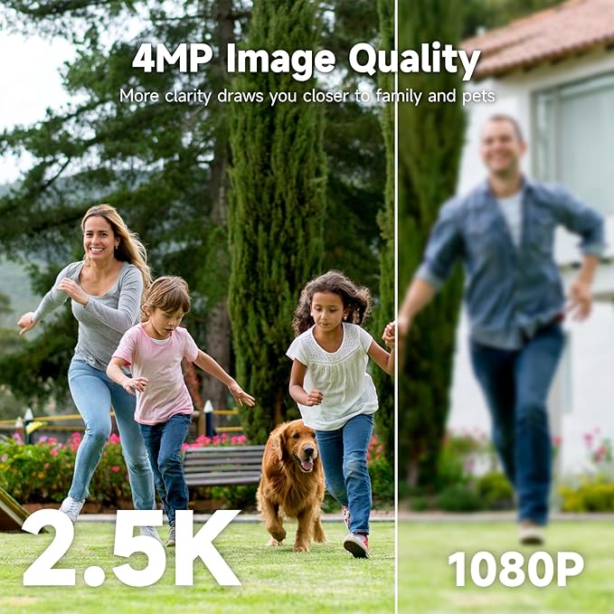 Security Cameras Wireless Outdoor, 2.5K Battery Camera, 2.4G/5GHz WiFi, Spotlight & Siren Alarm, Color Night Vision, AI Motion Detection, Waterproof, Magnetic Mount, Compatible with Alexa