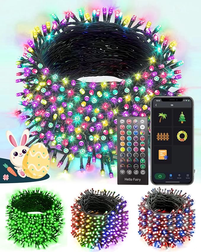 99FT 300Led Smart Christmas String Lights Color Changing, DIY Dynamic Outdoor Tree Lights App Remote Control Music Sync, Group Control Fairy Twinkle Lights for Indoor Xmas Fence Handrails Decorations