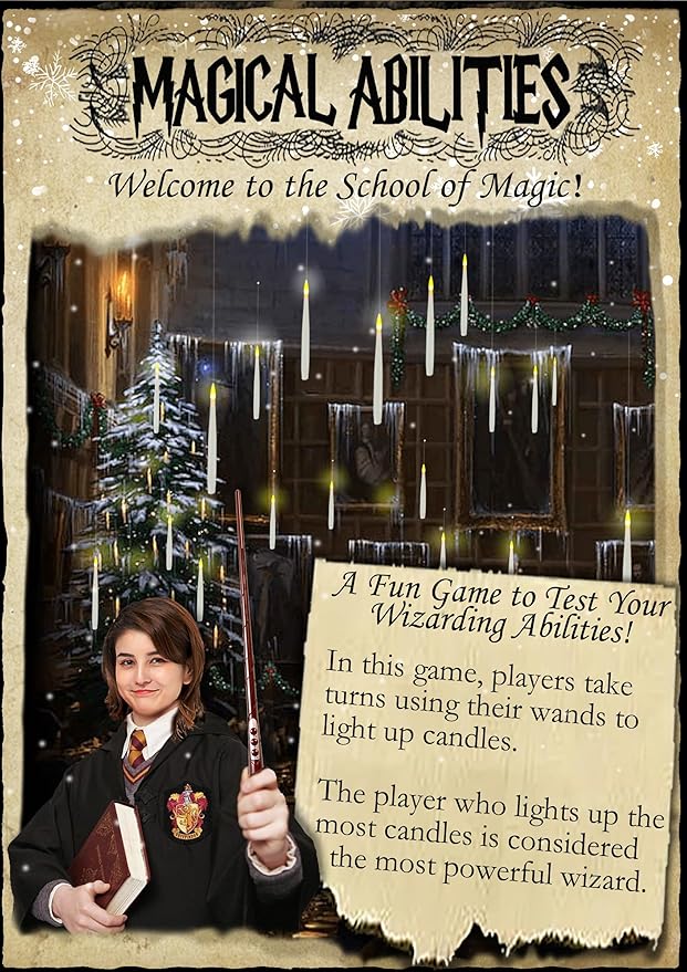 Floating Candles with Wand, 12PCs Magic Hanging Candles with 13 AAA Battery, Flickering Warm Light Flameless LED Candle with Wand Remote, Window Taper Candle Set for Christmas Gift Theme Party