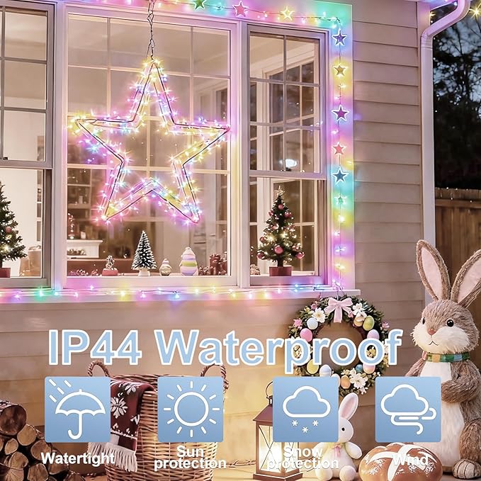 165ft Pastel Easter Lights String, Christmas Mini Light,500 LED with 16 Light Modes, Fairy Lights Plug in for Outdoor Xmas Trees Garland Wreath Holiday Decorations(Green Warm Pink Blue Purple)