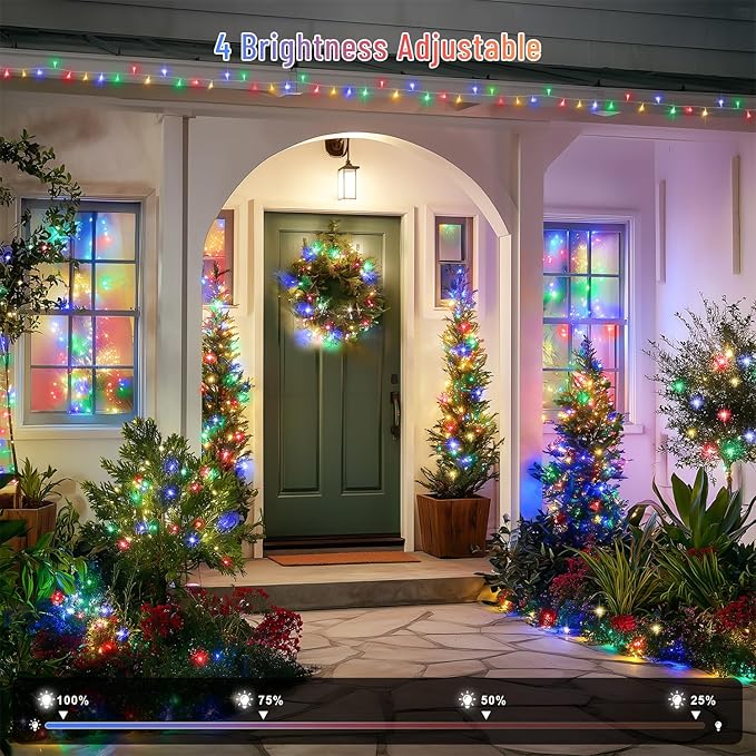 JMEXSUSS 132ft 400 LED Christmas Lights Indoor Outdoor Waterproof, 8 Modes Multicolor Christmas Tree Lights Plug in with Remote, Twinkle String Light for Bedroom Party Tree Christmas Decor (Pack of 2)