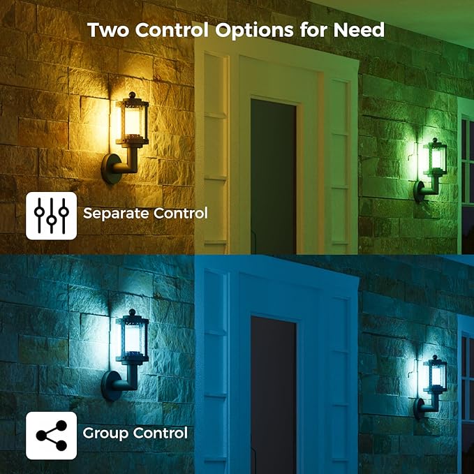 XMCOSY+ Outdoor Wall Lights, 1100LM Smart Porch Light, RGBCW LED Outdoor Sconce, WiFi APP Control, Compatible with Alexa, IP65 Waterproof, 1 Pack