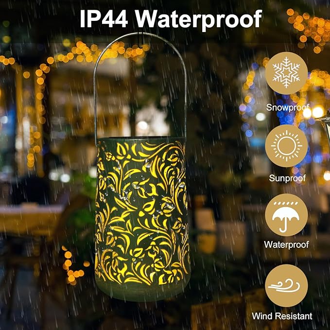 Solar Lanterns Outdoor Waterproof Solar Powered Retro Moroccan Lantern for Garden Patio Courtyard Lawn and Tabletop Decorative. Unique Gifts for Women Gardening