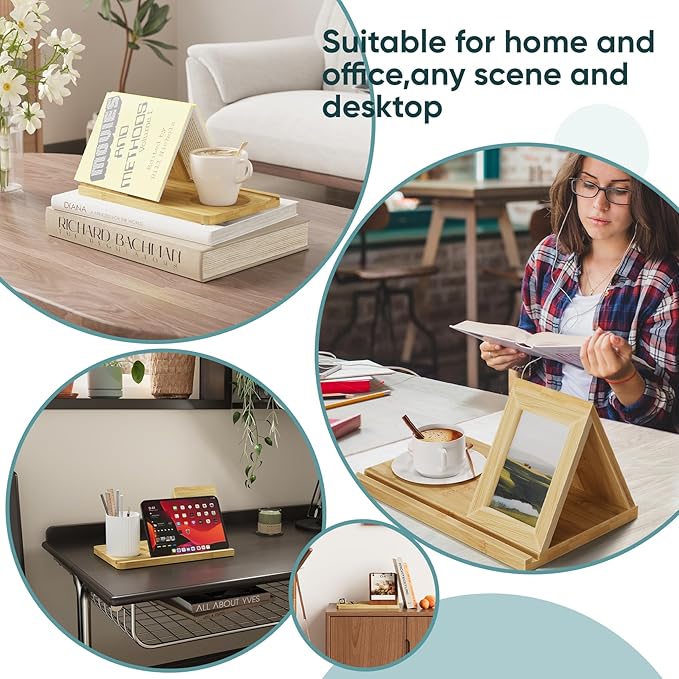 Semiocthome Fathers Day Gifts Picture Frame Phone Docking Station with Book Rest, Desk Nightstand Organizer with Book Rest, Present for Men Birthday Anniversary Ideas
