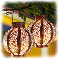 MAGGIFT 2 Pack Hanging Solar Lanterns Outdoor - Vintage Solar Powered Lantern for Outside - Waterproof Solar Lights for Yard Decor 6 Lumens, Copper