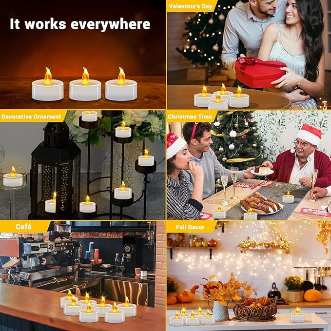 Tea Lights Battery Operated Candles LED Tea Lights Flameless Candles 200+ Hours Flickering Fake Tealights for Sweetest Day Wedding Home Decorations Party (Warm Yellow, 400 Pack)