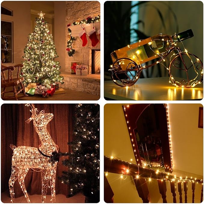 2 x 20LEDs Fairy Lights Battery Operated, Silver Wire 2 Mode Chains String Lights for Bedroom Christmas Party Decoration (Warm White, 6.6)