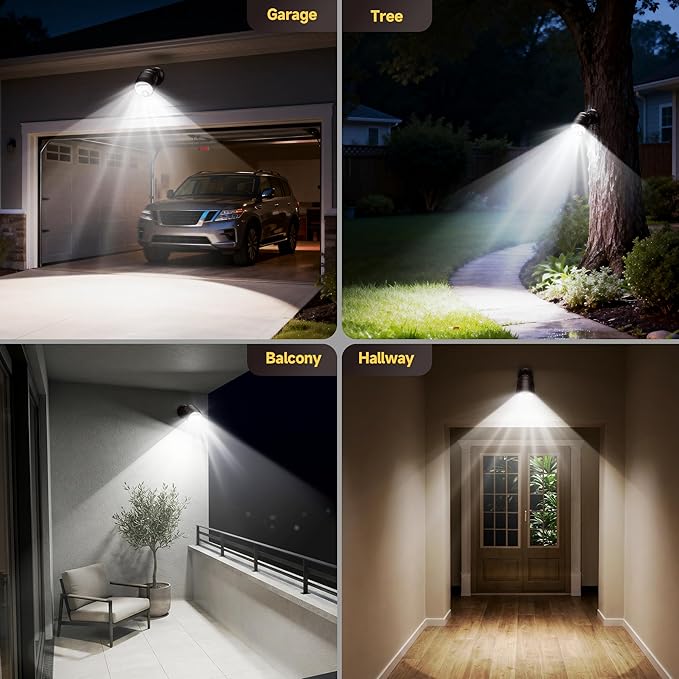 Wireless LED Spotlight, Battery Operated Motion Sensor Outdoor Light - 4000mAh Rechargeable 2-Mode IPX5 Waterproof 600LM Light for Porch, Garage, Hallway, Wardrobe (Brown)