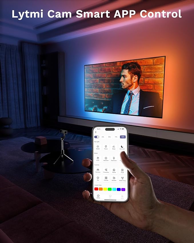 Lytmi RGBIC TV Backlight - 13ft LED Lights Sync with Music, Bluetooth Control, Multiple Scene Modes for 25-55 inch TVs
