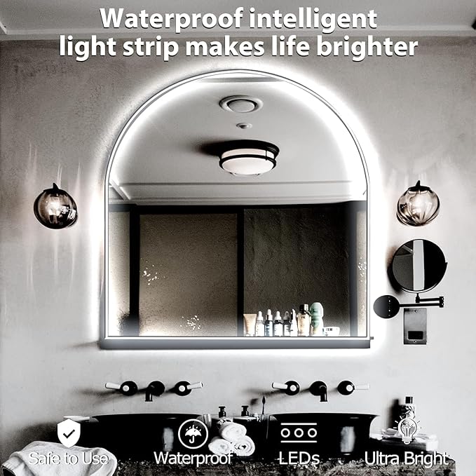 White 6000k Mirror Light, 10ft 360 LED Hollywood Style Vanity Make Up Light, Ultra Bright White LED Neon Light, for Makeup Vanity Table & Bathroom Mirror, Mirror Not Included