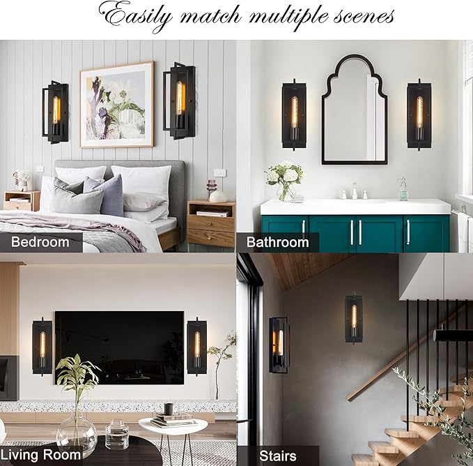 Single Light Black Bathroom Vanity Light Fixtures, Industrial Modern Wall Sconce Lighting for Hallway Bedroom Kitchen