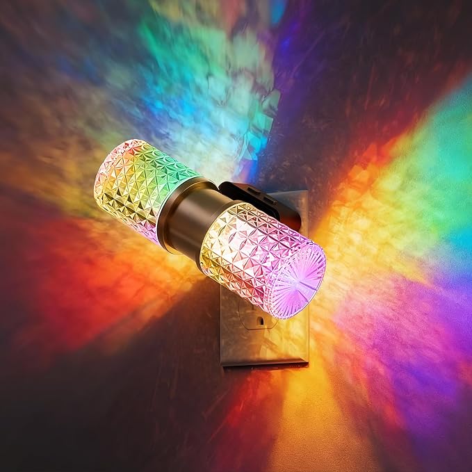 L LOHAS LED Night Light, Night Lights Plug into Wall, 10-Color RGB Change Nightlights,10/50/100LM Adjustable Automatic Nightlights Pulg in with Dusk to Dawn Sensor for Room Bathroom Hallway