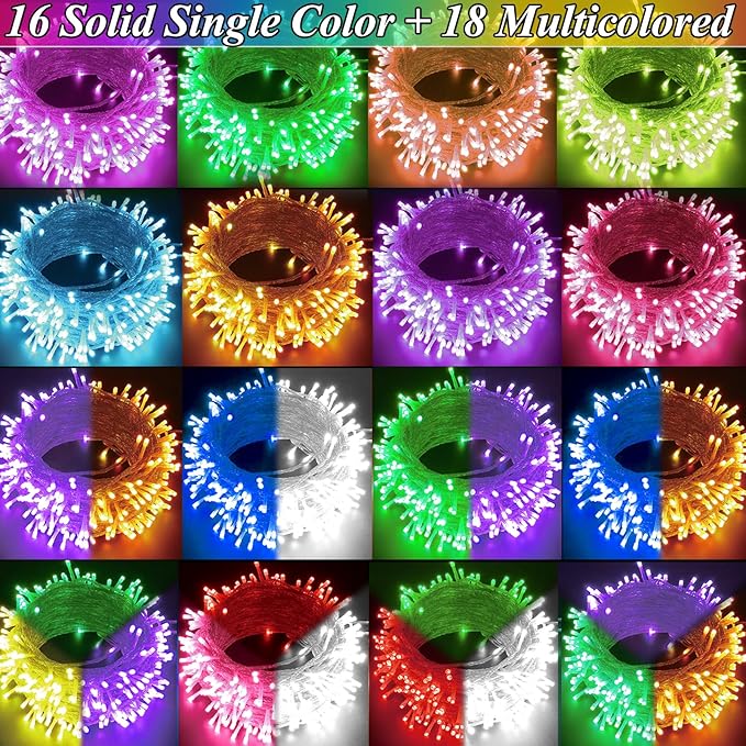 Color Changing Christmas Lights, 35 Colors 33FT 100LED Patriotic String Lights With Remote Clear Wire, Connectable Waterproof Fairy Lights Plug in for Bedroom Indoor Outdoor Party 4th of July Decor