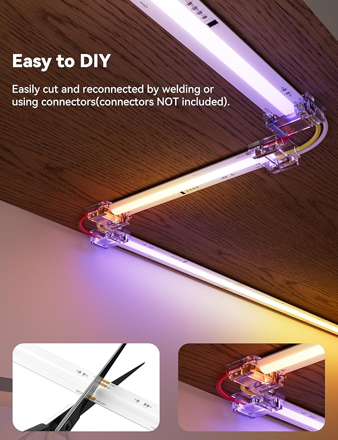 PAUTIX RGB Smart IC COB LED Strip Lights,Work with Alexa/Google Assistant,24ft/7.5m,720LEDs/m Addressable UL-Listed 24V Chasing Color Flexible Tape Light,for Cabinet,TV,Bedroom,Party DIY Decoration