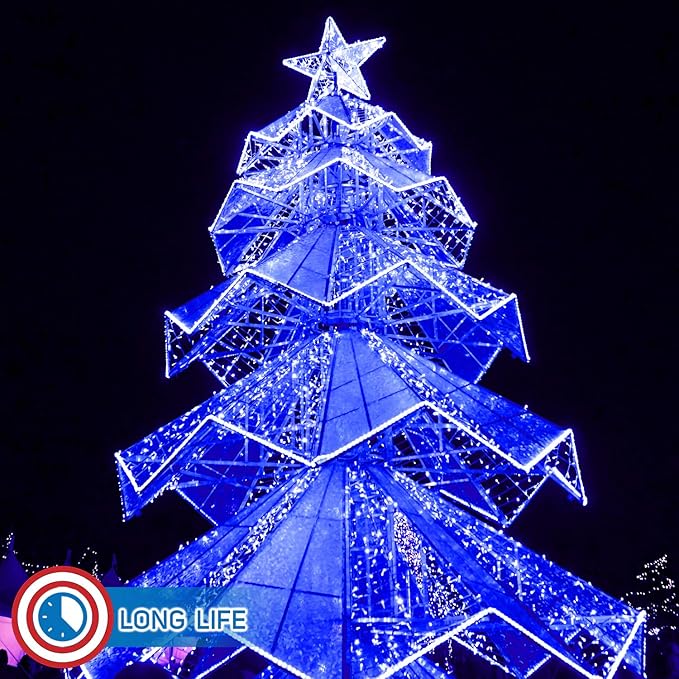 Russell Decor 100ft/30m Led Rope Lights Lamps Kit Indoor Outdoor Decorative Lighting for Party Wedding Trees Backyard Patio Deck Bright Flexible String Tube Lights Waterproof- Blue