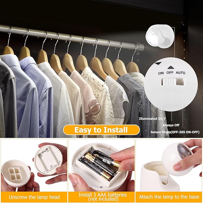 LemonBest Motion Sensor Outdoor Lights - Outdoor Motion Sensor Light Battery Operated Wireless Spotlight Motion Detector Security Light Auto On Off for Porch Stair Hallway Garage Wall Shed (1 Pack)