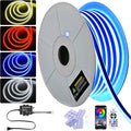 DELight AC 110-120V Waterproof IP65 Food Truck RGB 100ft Neon Rope Lights with Remote Control & APP Music Sync Dimmable Cuttable Flexible LED Strip Lights Outdoor DIY Project DEL-D100R