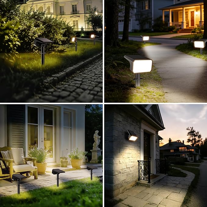 Fabrito 8 Pack Solar Spot Lights Outdoor Waterproof IP67, [108 LEDs, 4 Modes] Dusk to Dawn Spotlights with 1500mAh Battery for All Night, Landscape Lights for Garden, Yard, Tree, Pool, Warm White