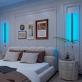 Smart Plug In Wall Lights Set of 2, RGBCW Color Changing LED Wall Sconces Works with Alexa, Goolge Home, Smart App, 23.6In Modern Black Indoor Wall Lamp for Bedroom, Living Room, Hallway, Music Sync