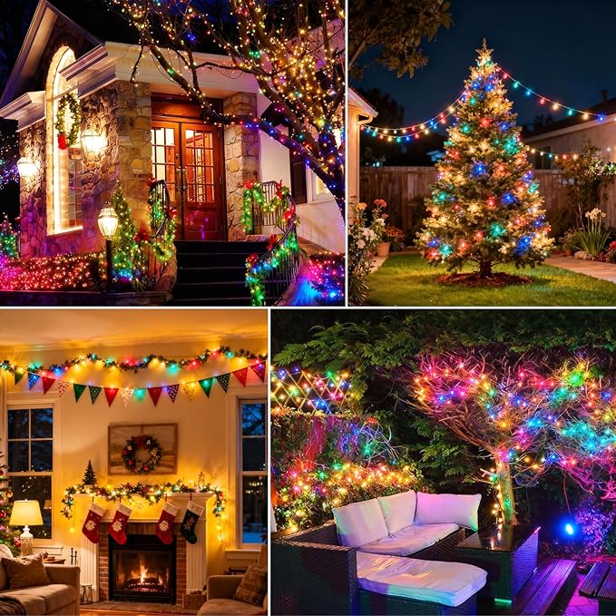 Smart Christmas Lights Outdoor, USB 38-FT Waterproof LED String Lights Supports APP/Timer/Music/Remote Control, Waterfall Lights for Patios, Parties, Wedding, Easter Decorations