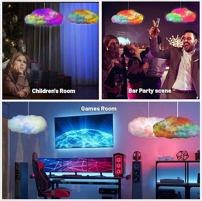 Cloud Led Lights for Bedroom, Multicolor Creative Night Lighting Kit Music Sync with APP, Coolest Ceiling Decoration for Bedroom Ceiling Adults and Kids Modern Home Decorations