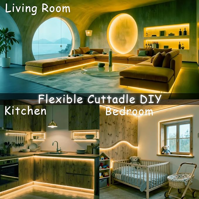 4000k 20FT Led Strip Lights for Bedroom Dimmable 10 FT 180 LEDs Rope Light Flexible Super Bright White Tape Lights for Ceiling Room Home Decor Luces LEDs for DIY Living Room Kitchen Vanity