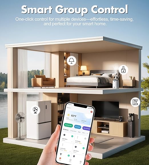 KimFilter Mini Smart Plug, WiFi Socket Works with 2.4GHz Network Only, App Controlled Outlet with Timer & Group Controller for Home, FCC Certified Smart Life Plugs Supports Alexa & Google Home