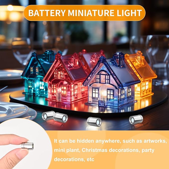 12 Pack Mini LED Lights, Cold White Small LED Light, Mini Spotlights for Displays, Wireless Small Spotlight Battery Powered, Dollhouse Light, Miniature Lights for Crafts, Party, Wedding