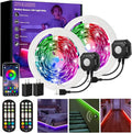 Motion Sensor Under Bed Lights,2x13.12Ft RGB Color LED Strip Lights with Constant On,Motion Activated,Light Sensing 3 Modes,App and RF Remote Control USB Music Sync Stair Lights for Bed Cabinet Closet