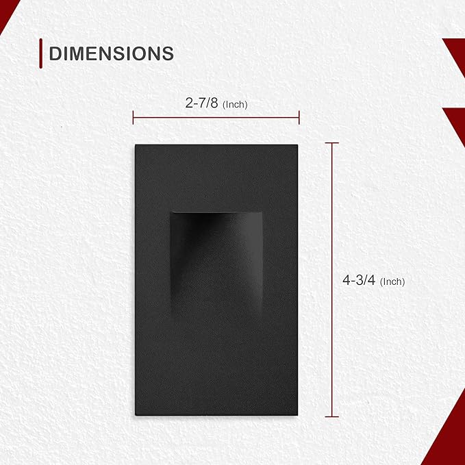 Ciata LED Stair Lights - 3 CCT Options (3000K/4000K/5000K) | 3 Watt Step Lights for Indoor and Outdoor Stairs | Ideal for Home Theater and Outdoor Stairway Lighting | Black Finish, Vertical