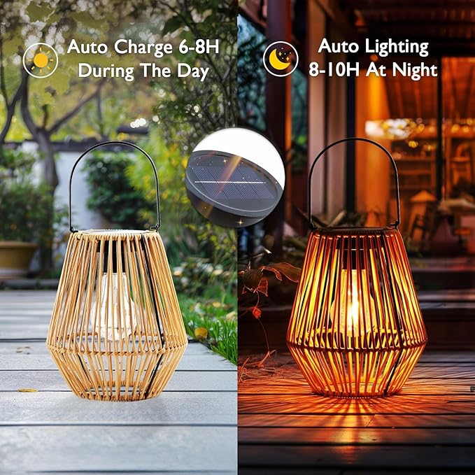 Homemory Solar Lanterns Outdoor Waterproof Hanging Lights, Outside Solar Lamp Decorative for Garden, Yard, Patio, Porch, Trees, Lawn, Pathway, Table (4)