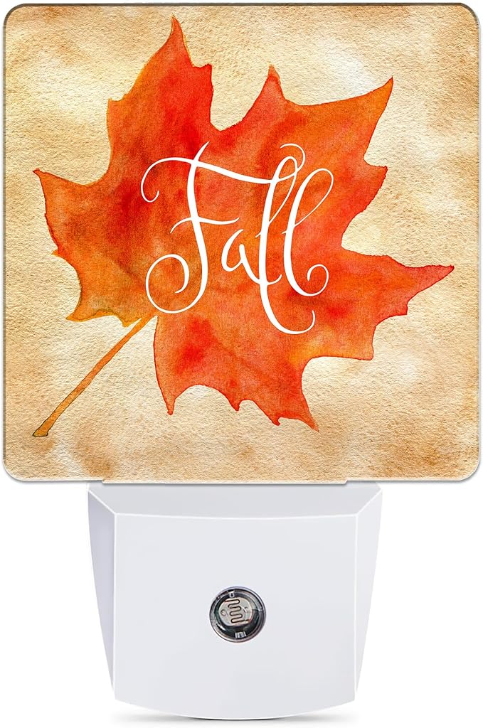 Fall Autumn Maple Leaf Night Light Plug in Wall Lamp Smart Dusk to Dawn Sensor for Home Decorative, Kids Room Bedroom Bathroom Kitchen Hallway Gifts