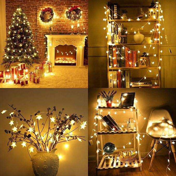 ITICdecor Star String Lights 15 FT 30 LED Fairy Christmas Light Battery Operated Indoor Outdoor Twinkle Lights Bedroom Decor for Party Wedding Xmas Tree (Warm White)