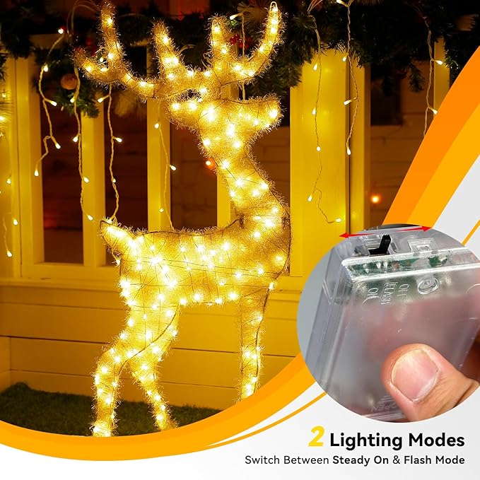 LitHome 4 Pack Warm White Fairy Lights Battery Operated, 20 FT 60 LED Twinkle Lights Battery Operated 2 Modes, Waterproof Led Fairy String Light for Indoor Outdoor Christmas Wedding Bedroom Decor