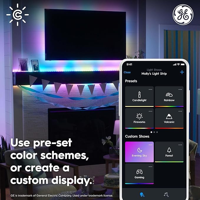 Cync GE Dynamic Effects Smart LED Light Strip with Music Sync, Color Changing Outdoor Light Strip, Compatible with Alexa and Google Home, 16ft Waterproof Light + Power Supply