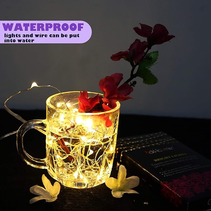 OakHaomie 6 Pack Fairy Lights Battery Operated No Remote LED Starry String Lights 30 Micro Starry LEDs on 10ft Silvery Copper Wire Light for DIY Wedding Centerpiece Table Decorations (Warm White)