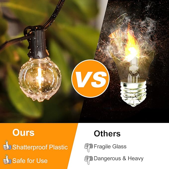 Bosceos 300ft (100ft*3) Outdoor G40 LED Globe String Lights Dimmable Waterproof Shatterproof Light Strings Connectable Commercial Hanging Lights for Christmas Patio House Backyard Balcony Party