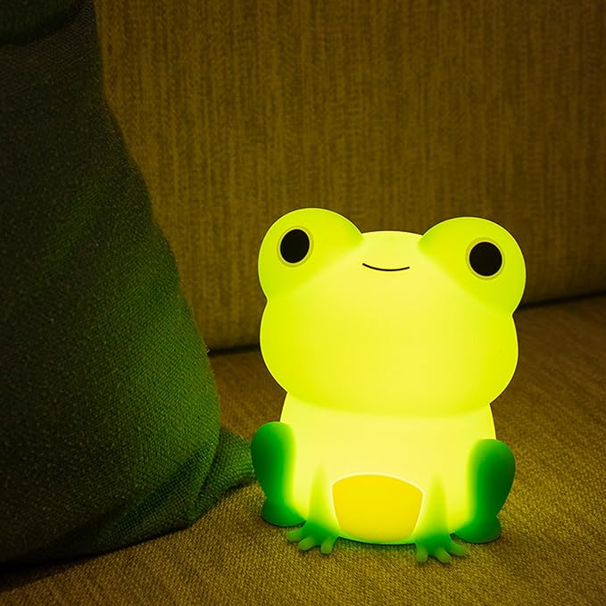 Led Cute Frog Night Light, Dimmable Timer Nursery Kawaii Lamps, Super Squishy Silicone USB Rechargeable Beside Lamp, Used for Camping Party Room Decor (Frog)