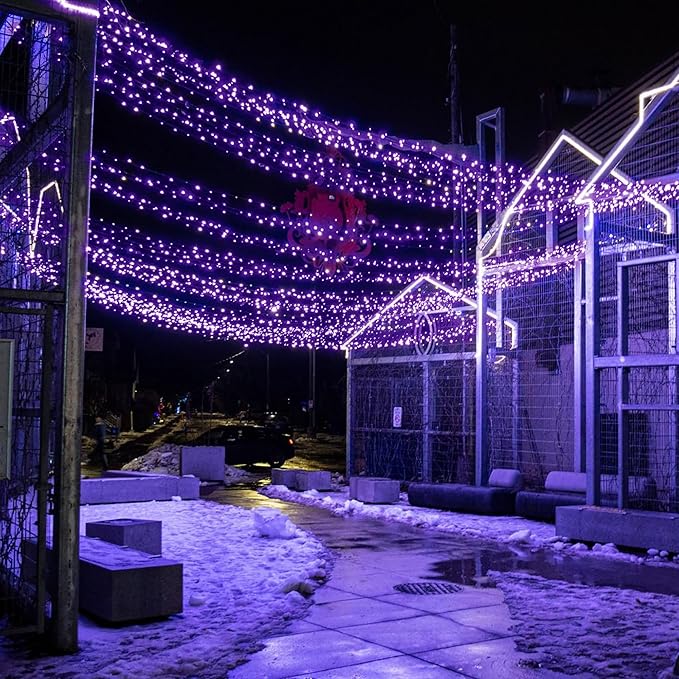 Solar String Lights for Outside, 72Ft 200 LED Solar Fairy Lights with 8 Modes, Solar Powered Fairy Lights Waterproof for Waterproof for Christmas Tree Garden Party Wedding Decor.（Purple）