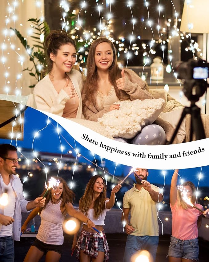 Riakrum 7ft 20 Fairy Lights Battery Operated [3 Styles], LED String Lights Bulk Waterproof String for Christmas Mason Jars Wedding Engagement Party Decorations Table Centerpiece(White,50 Pack)